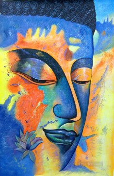 Blue Buddha with Yellow Shades Buddhism Oil Paintings